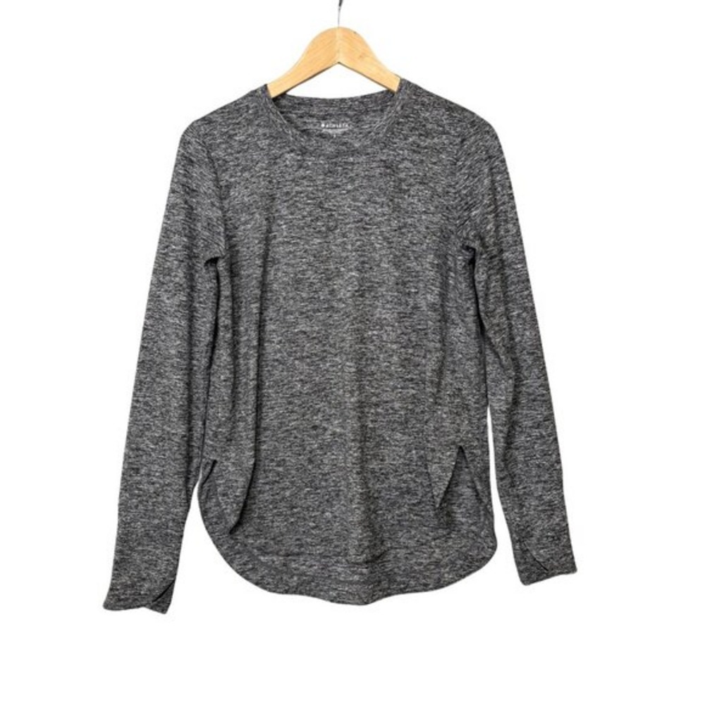 Athleta Womens‎ Uptempo Long Sleeve Top Small Heathered Gray Thumbholes Stretch